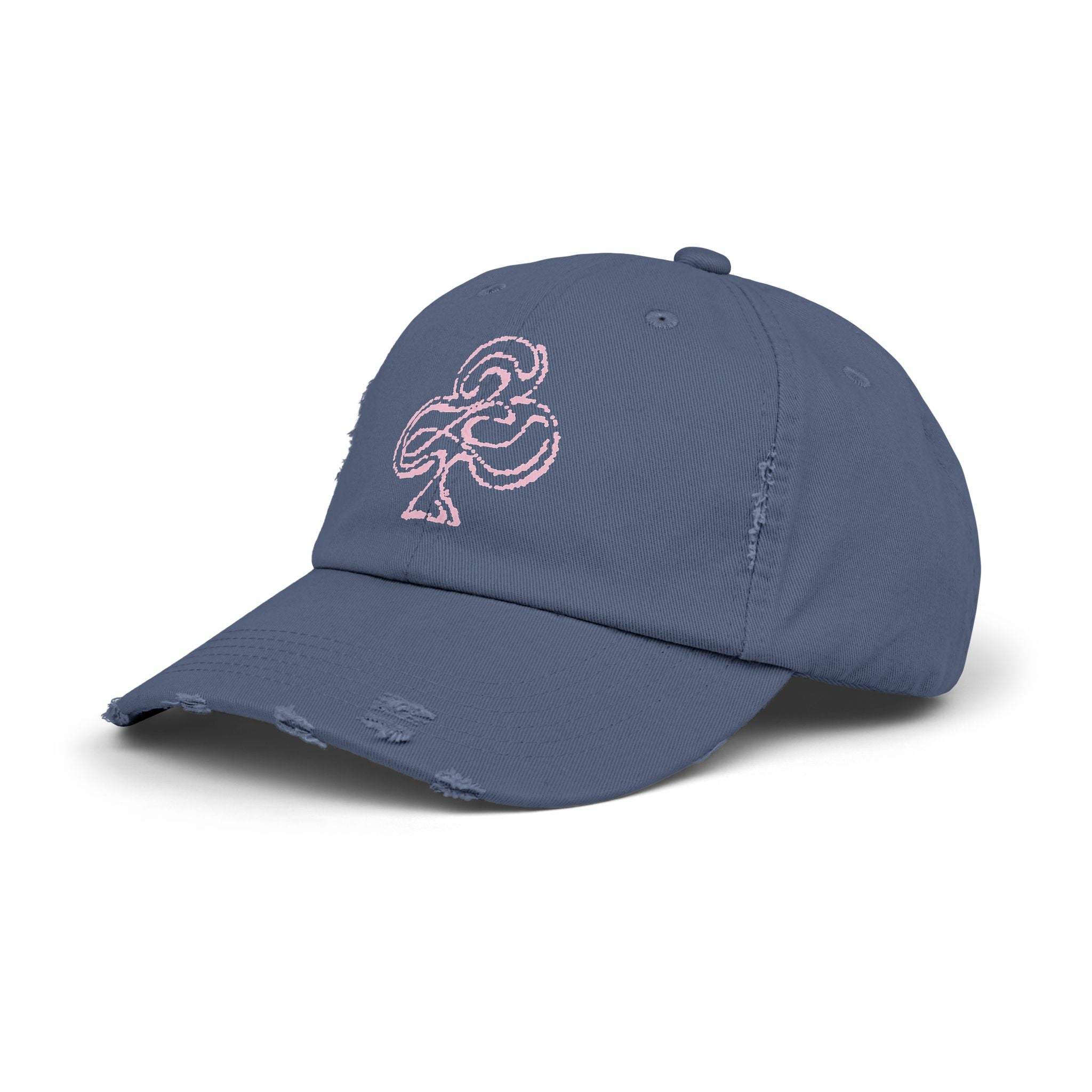 Distressed Black Cap with Pink Floral Club Embroidered Logo