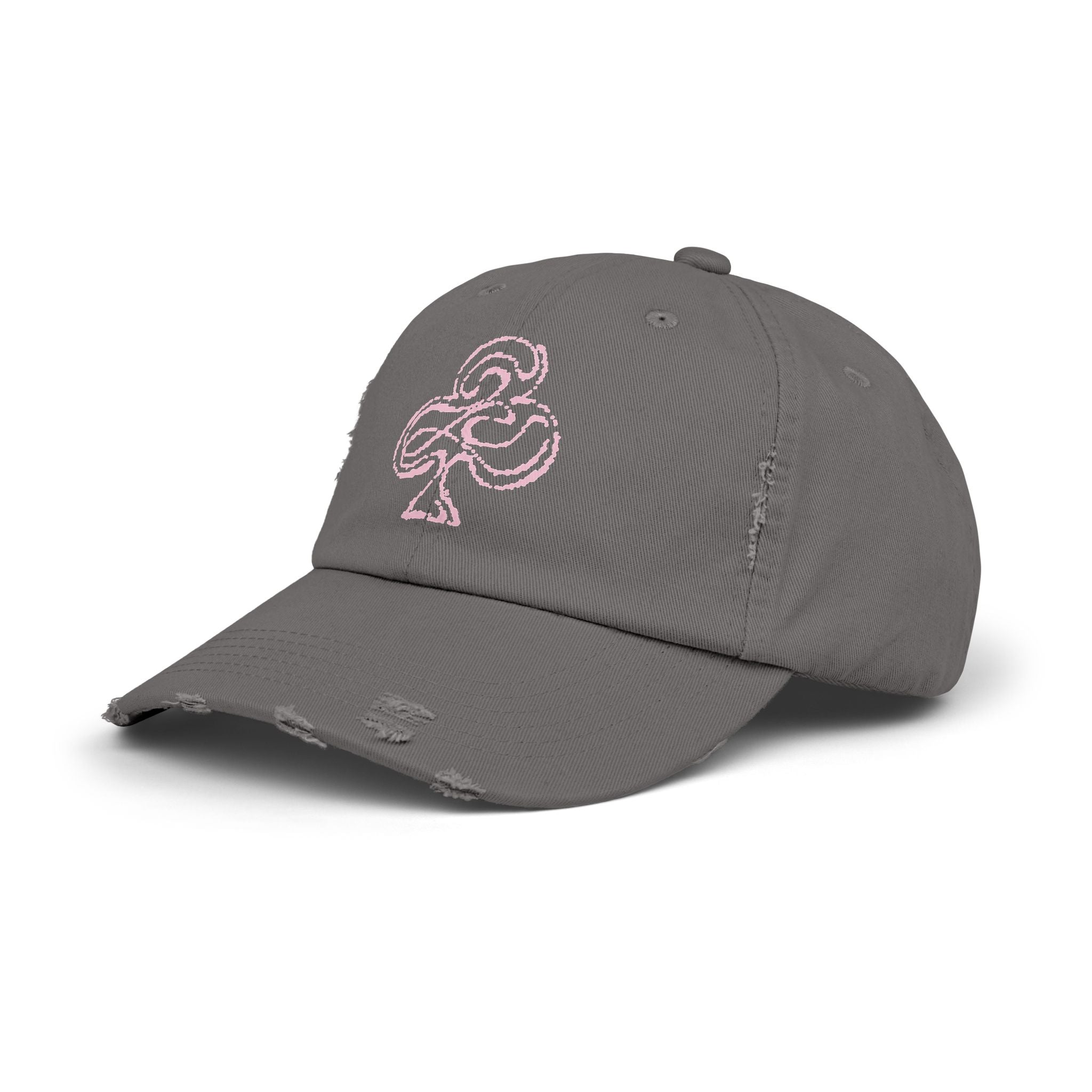 Distressed Black Cap with Pink Floral Club Embroidered Logo