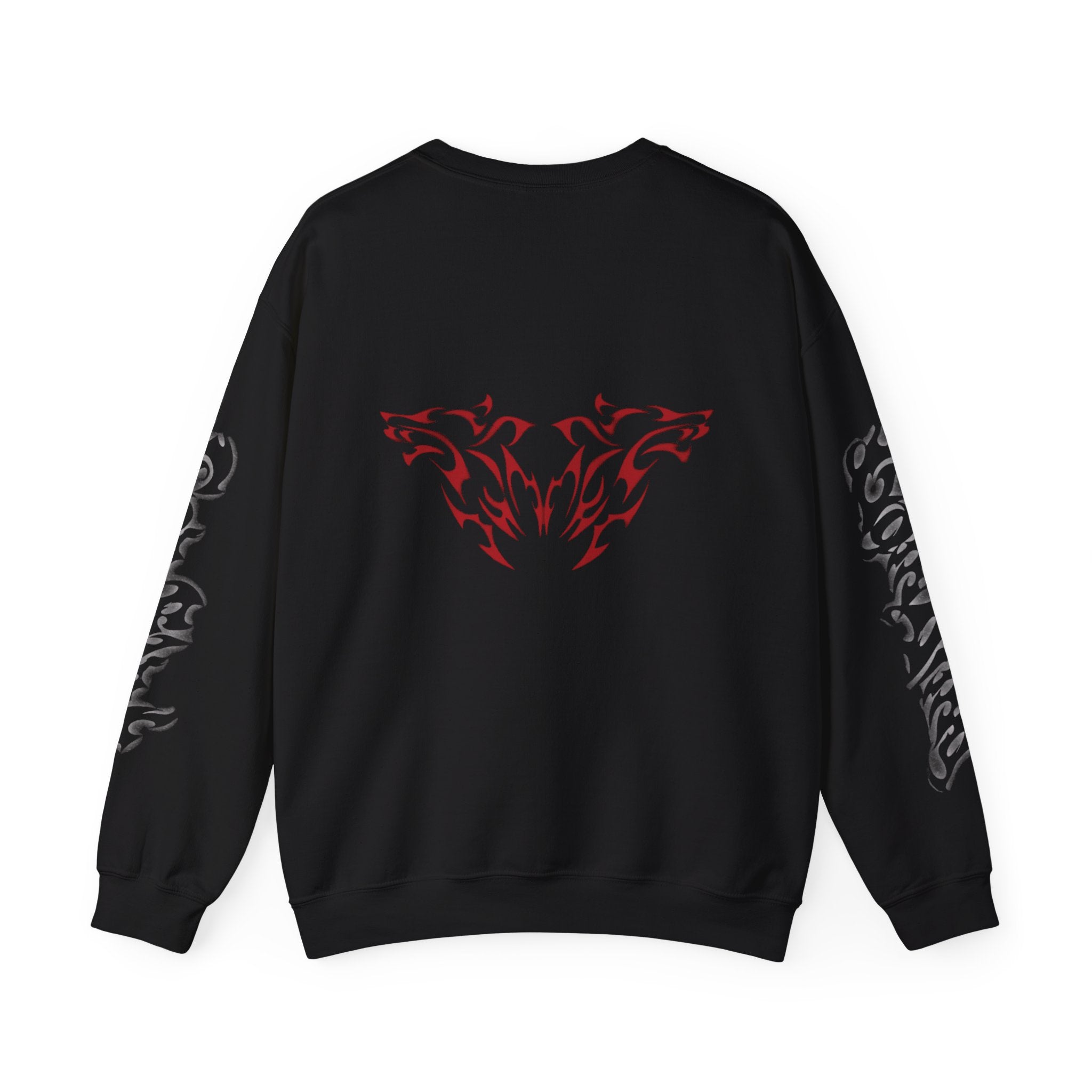 AndTeam-Single : Go in Blind concept Crewneck Sweatshirt — Red Wolf Graphic on Black